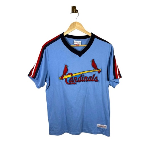 RARE VINTAGE Mitchell and Ness St. Louis Cardinals Embroidered Tee Blue M - Picture 1 of 13